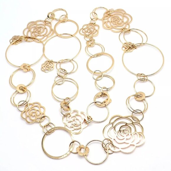 Chanel Camélia Camellia 18k Yellow Gold Flower Large Version Link Necklace Cert. - Picture 1 of 9